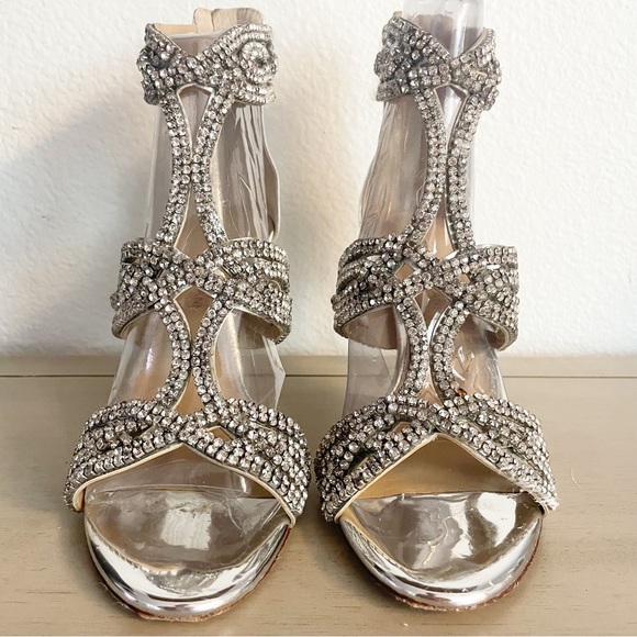 Antonio Melani silver rhinestone bling strappy heels size 8 - Picture 2 of 11